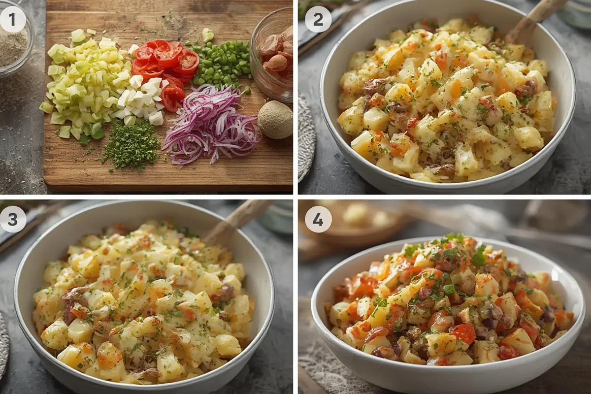 Classic potato salad preparation