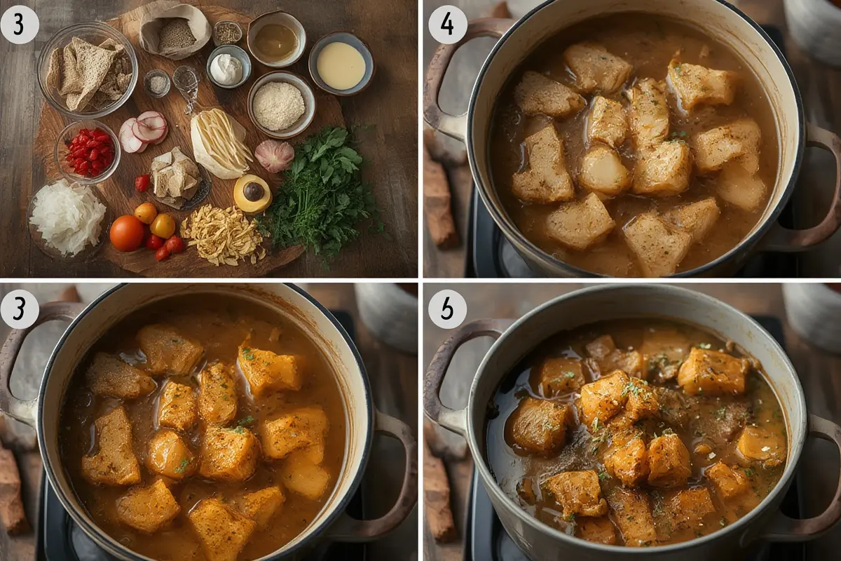 Simmering bone broth