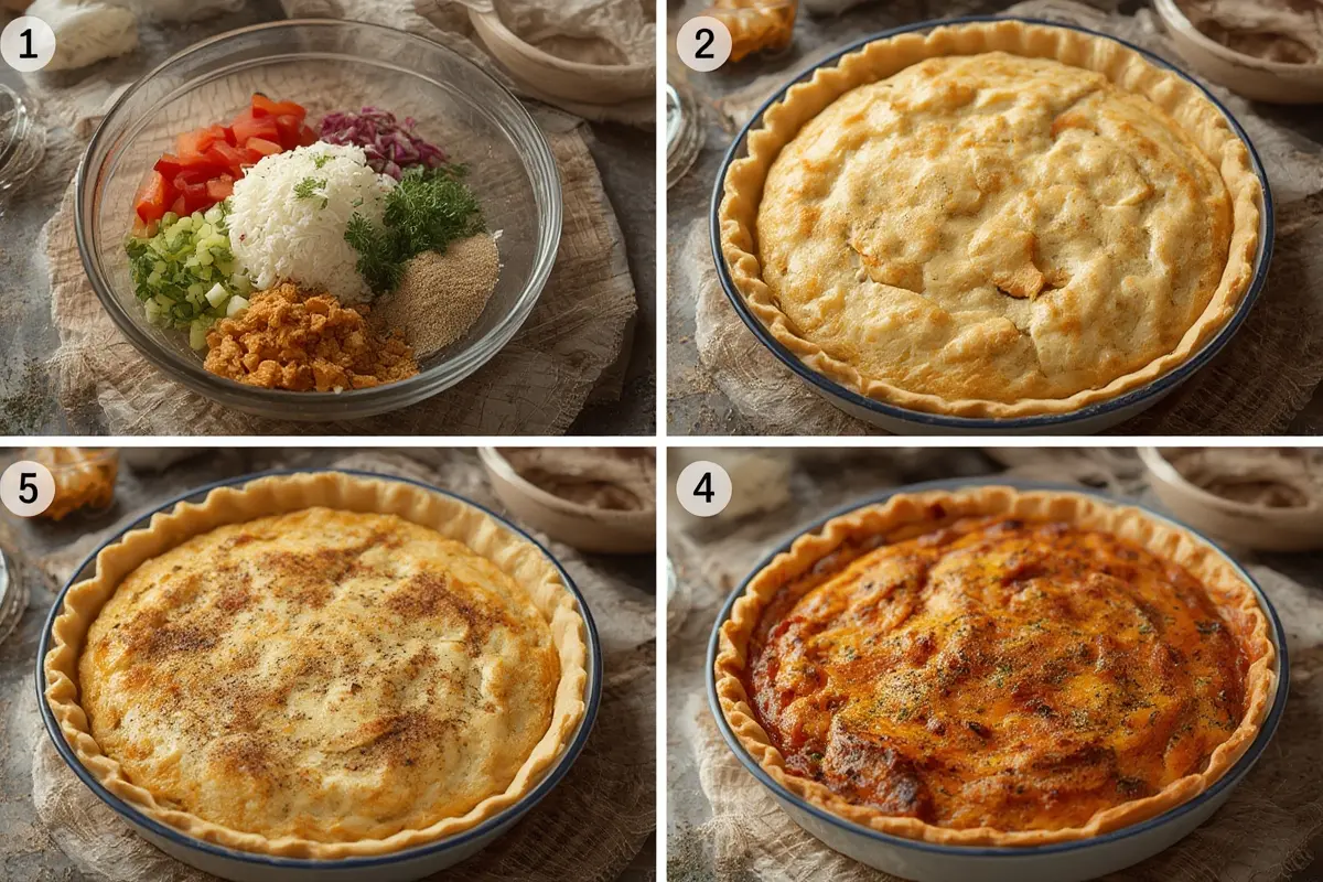 Savoury Impossible Pie preparation