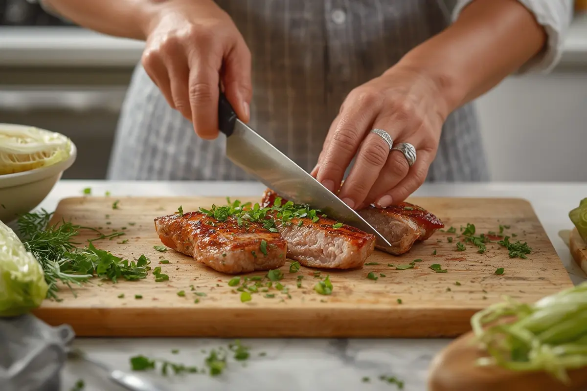 Close-up of perfectly caramelized cabbage steak