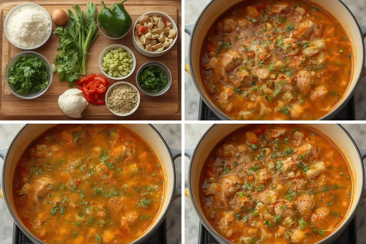 Chicken Poblano Soup preparation