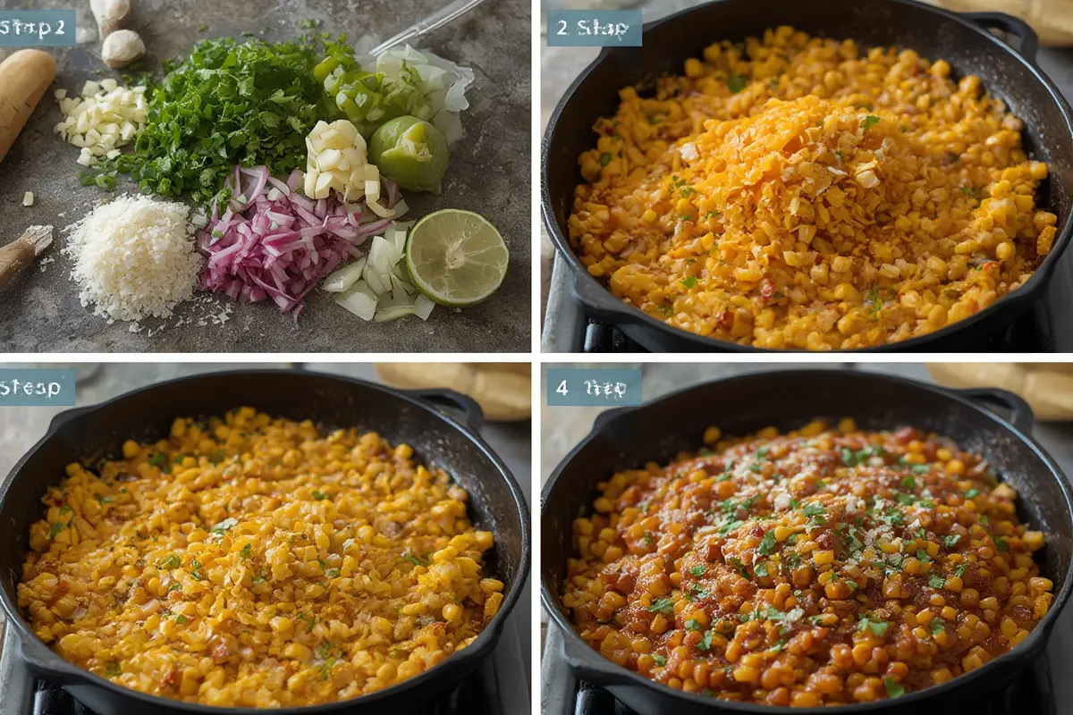 Skillet Mexican Street Corn cooking process