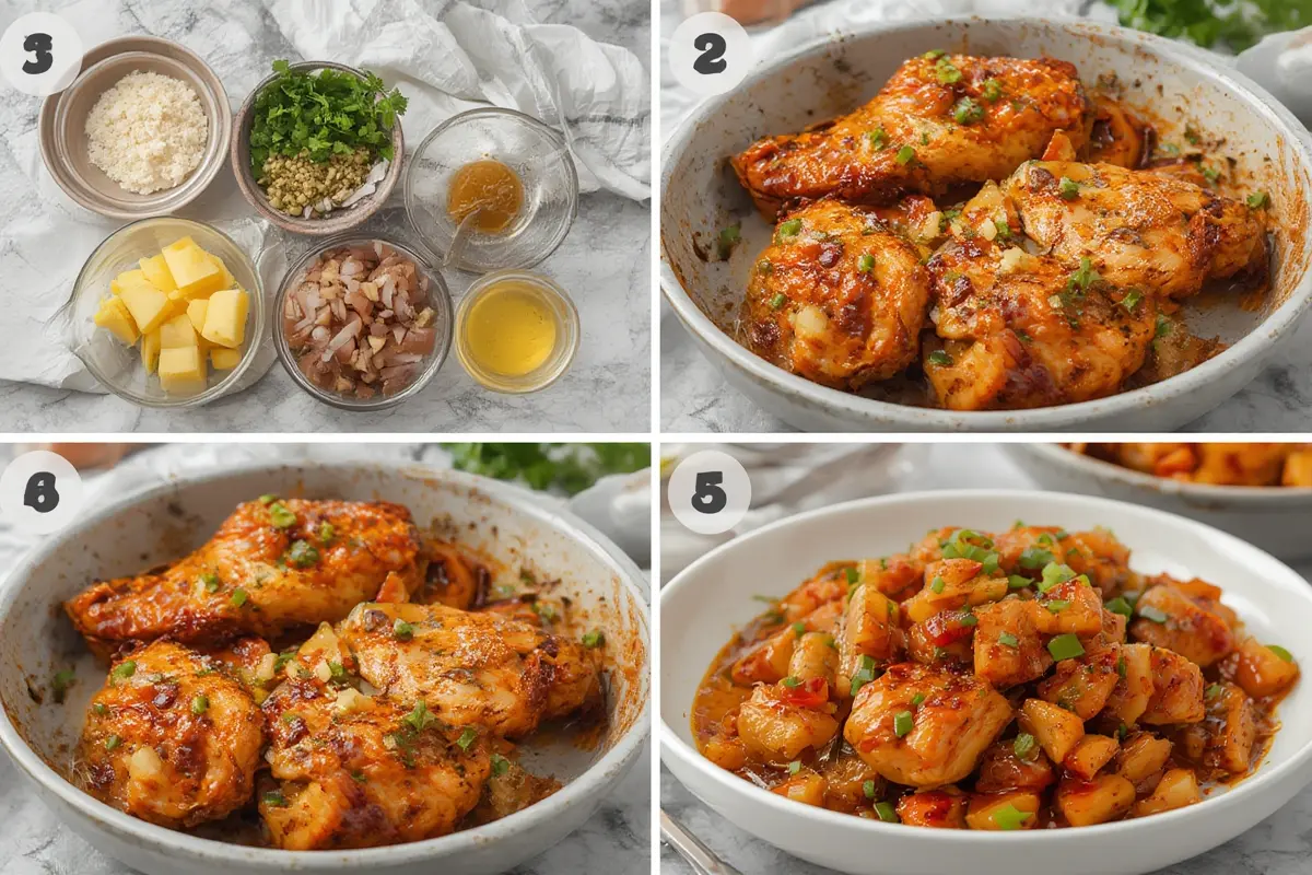 Teriyaki pineapple chicken in a skillet