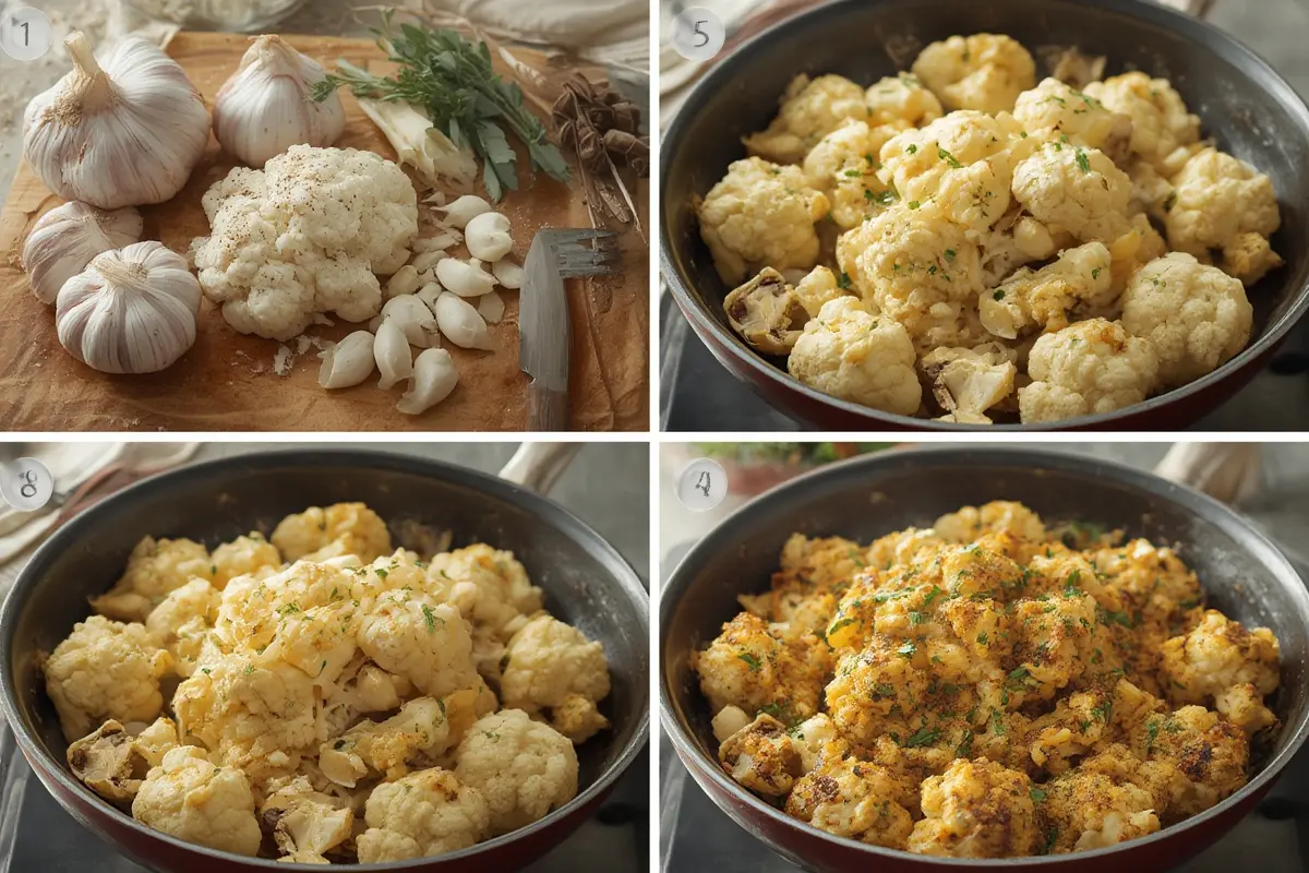 Garlic cauliflower mushroom preparation