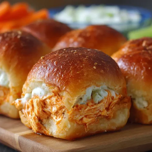 Delicious Buffalo Chicken Bombs garnished with fresh herbs and a drizzle of sauce