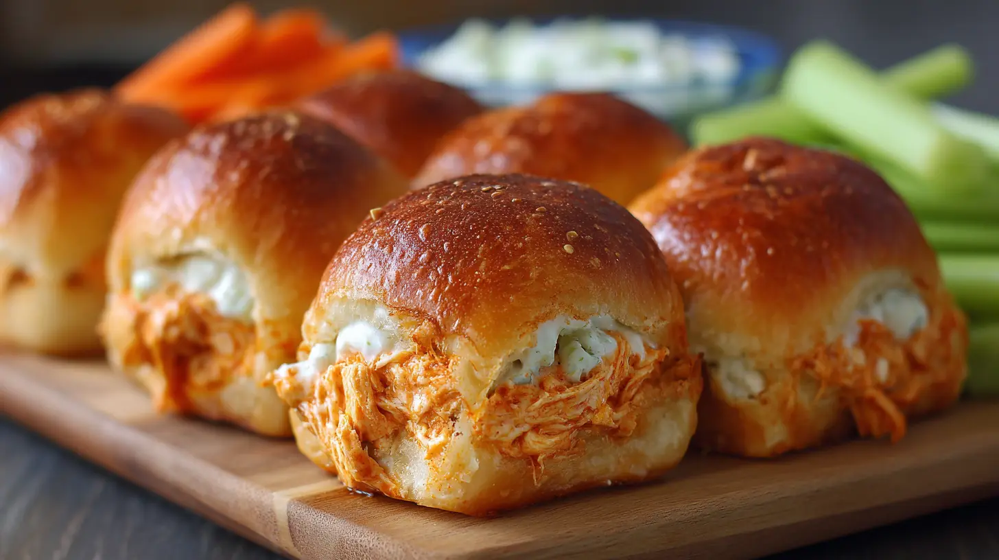 Delicious Buffalo Chicken Bombs garnished with fresh herbs and a drizzle of sauce