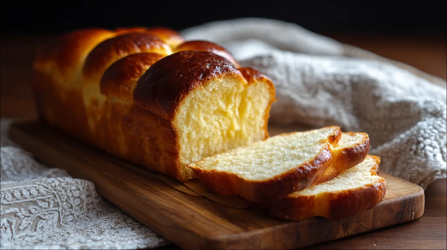 A freshly baked loaf of sweet condensed milk bread on a cooling rack.