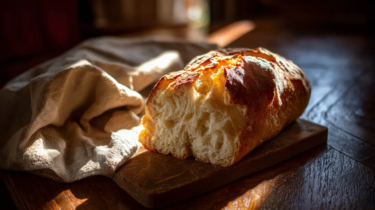 A freshly baked loaf of easy homemade French bread with a golden crust