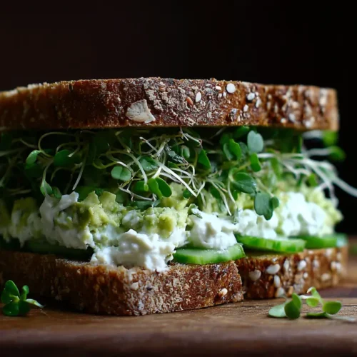 A vibrant Green Goddess sandwich packed with fresh vegetables