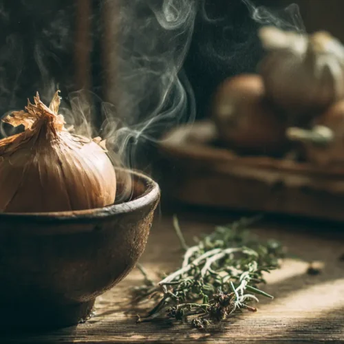 A simple onion boil cooking in a pot of water