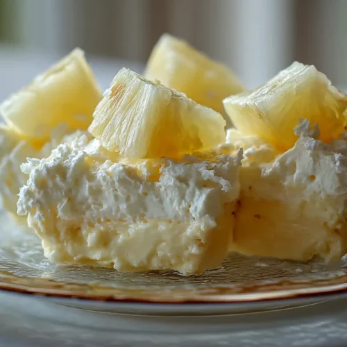A refreshing bowl of pineapple cream dessert, garnished with fresh mint.