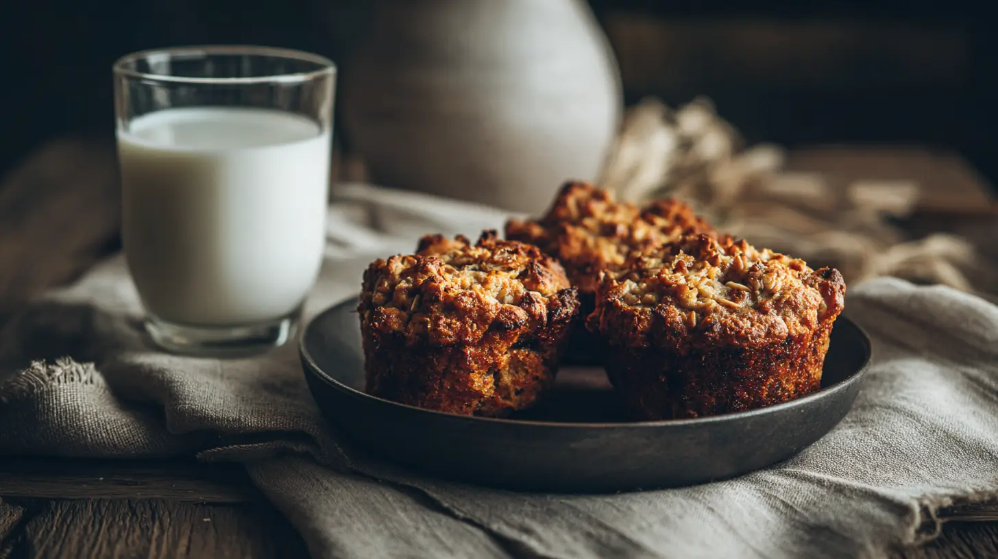 Warm rhubarb muffins with a swirl of Greek yogurt on top.