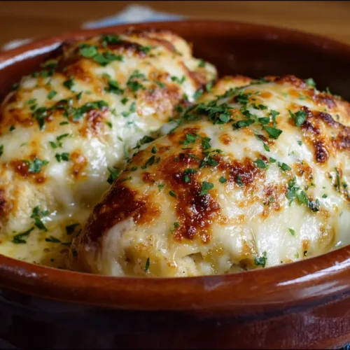 A plate of golden-brown chicken pillows, perfectly baked and ready to serve.