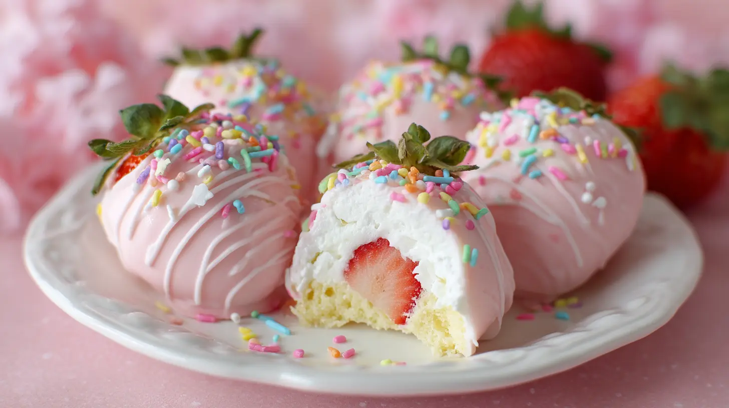 A display of meticulously crafted Strawberry Shortcake Easter Egg Bombs, showcasing their vibrant colors.