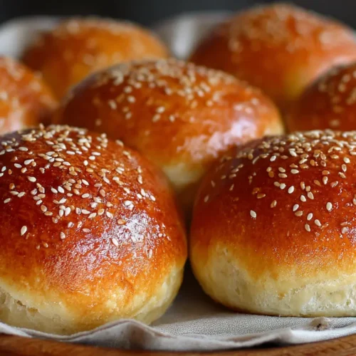 Freshly baked super soft burger buns on a cooling rack.