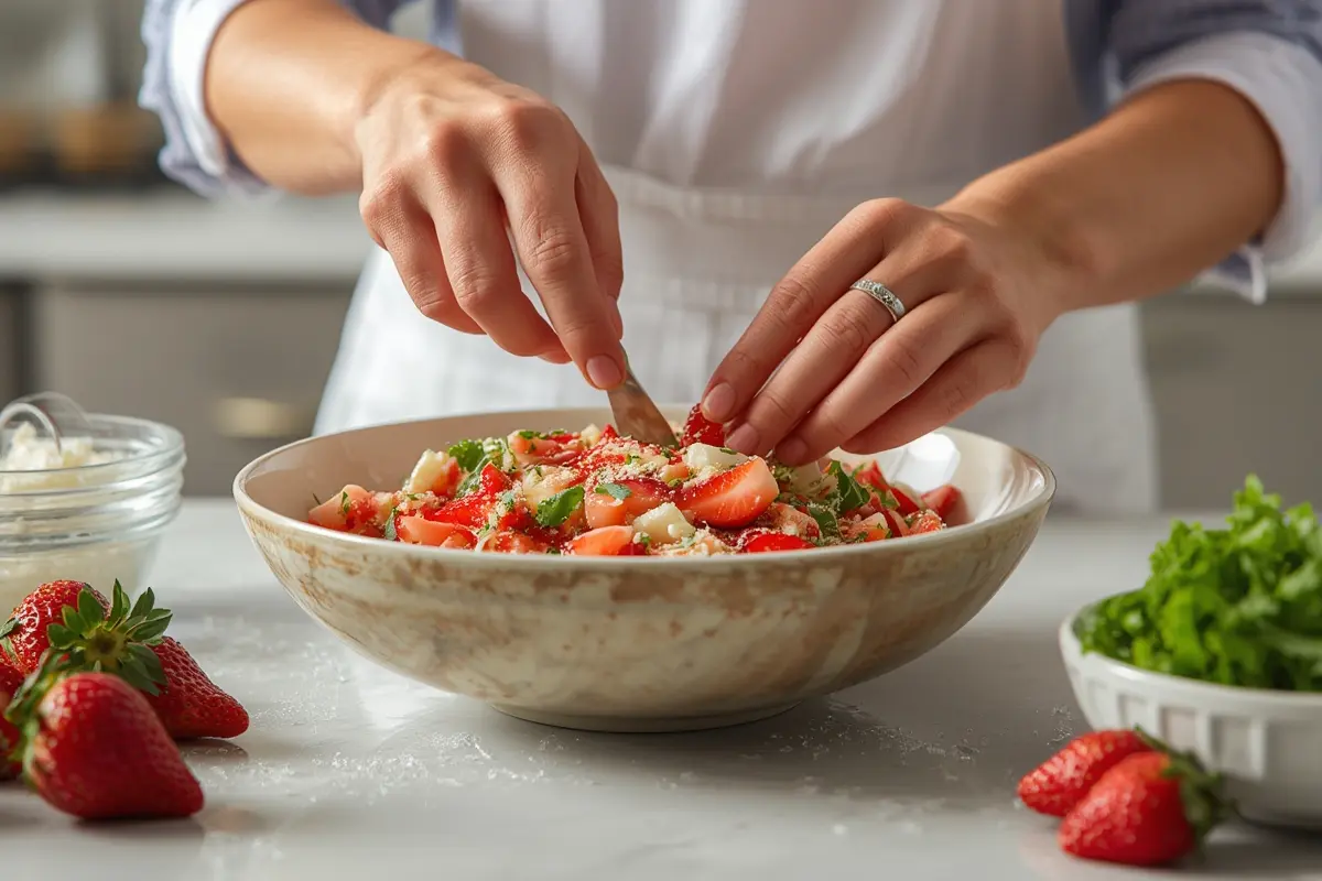 Strawberry Crackle Salad Close-up