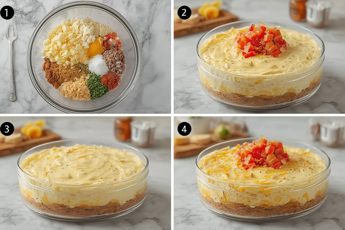 Hawaiian cheesecake salad preparation