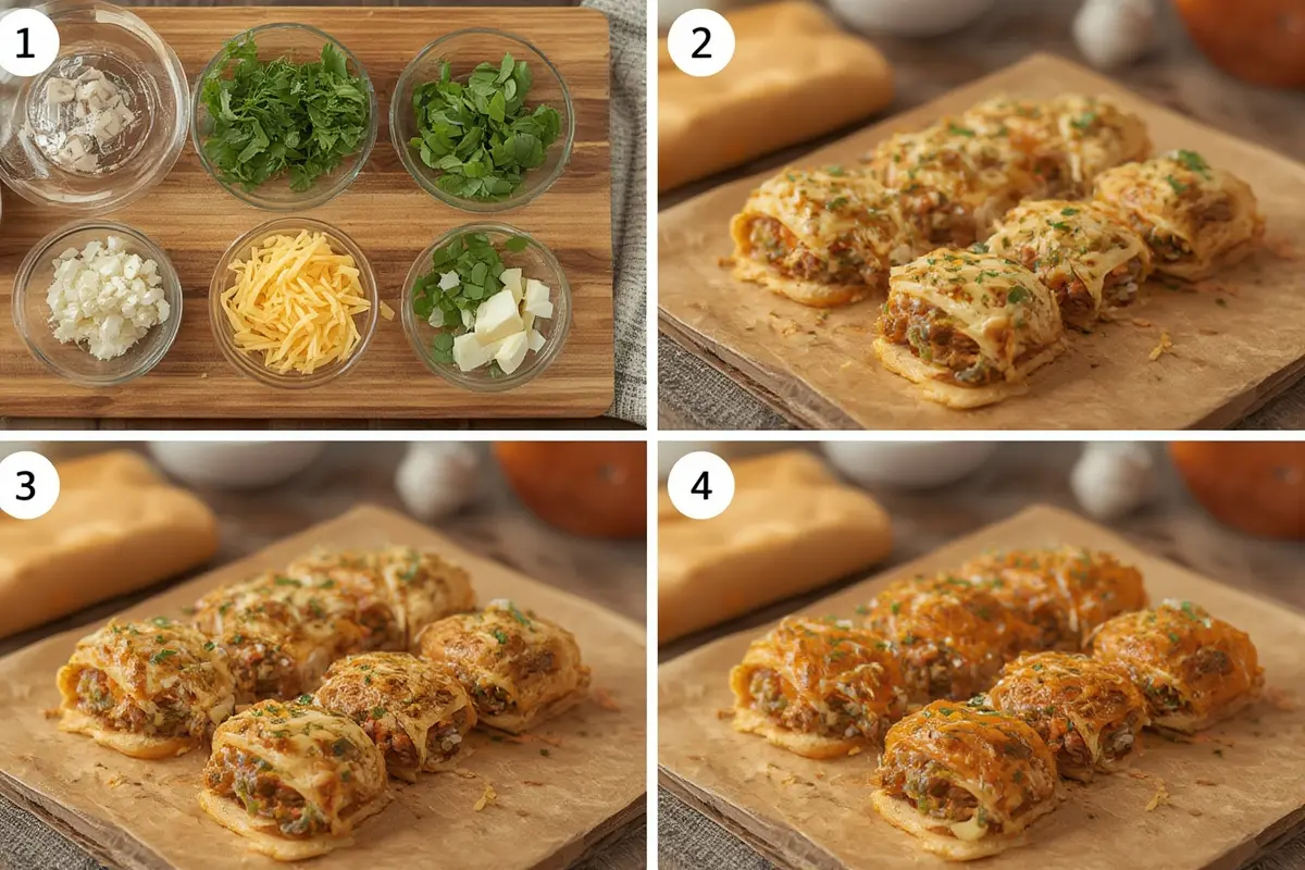 Garlic Butter Cheeseburger Rollups preparation