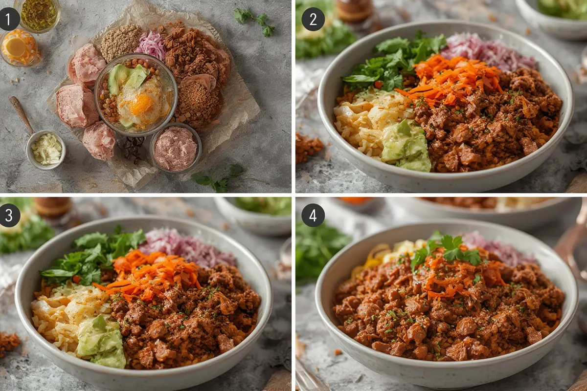 Chipotle burrito bowl preparation