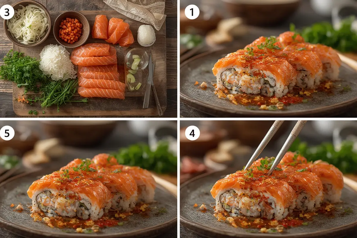 Spicy Salmon Sushi Preparation