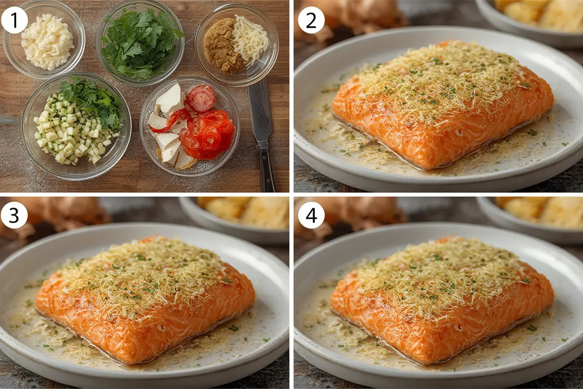 Parmesan crusted salmon on baking sheet