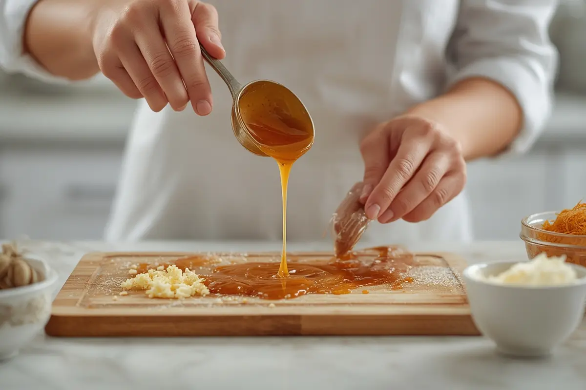 Caramel sauce being poured