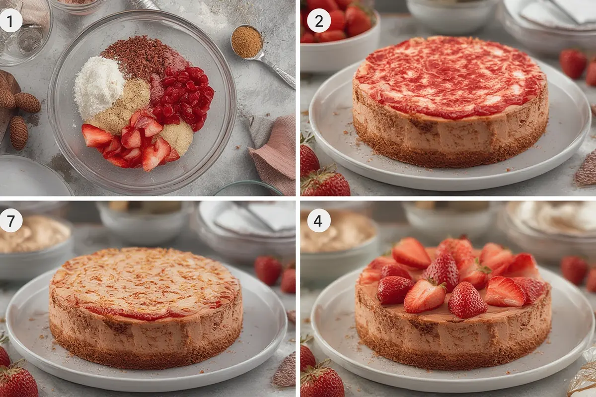 Strawberry earthquake cake preparation process