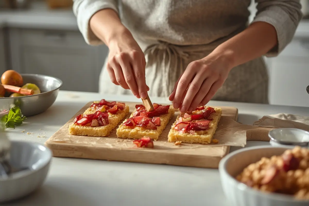 Rhubarb desserts close-up