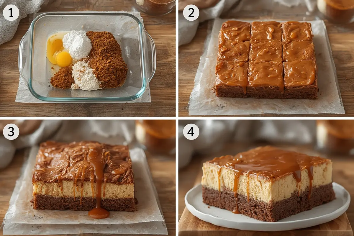 Caramel Cheesecake Brownie Steps