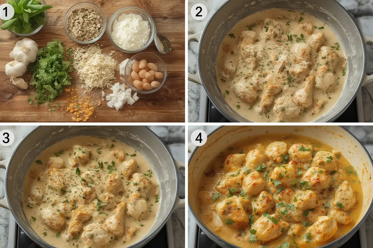Creamy garlic chicken preparation