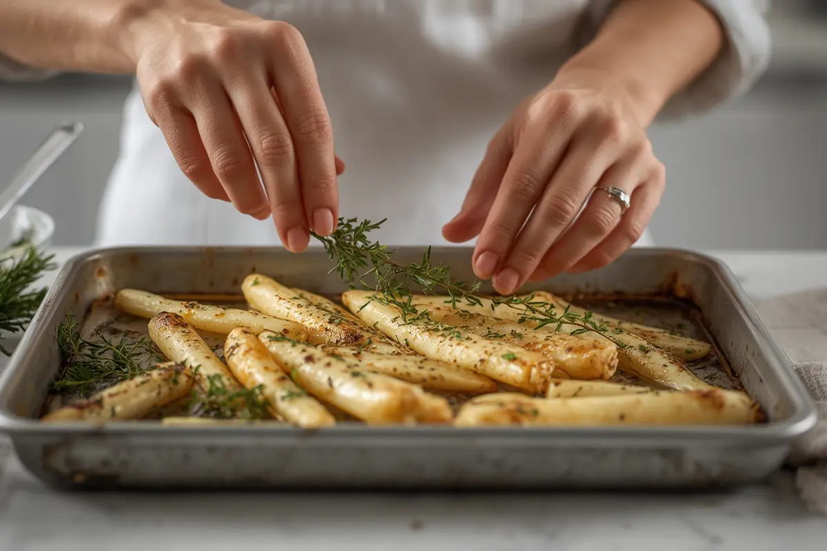 Overcooked and undercooked parsnips comparison