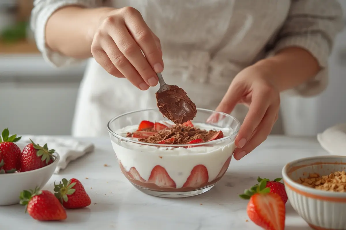 Chocolate Strawberry Yogurt Preparation