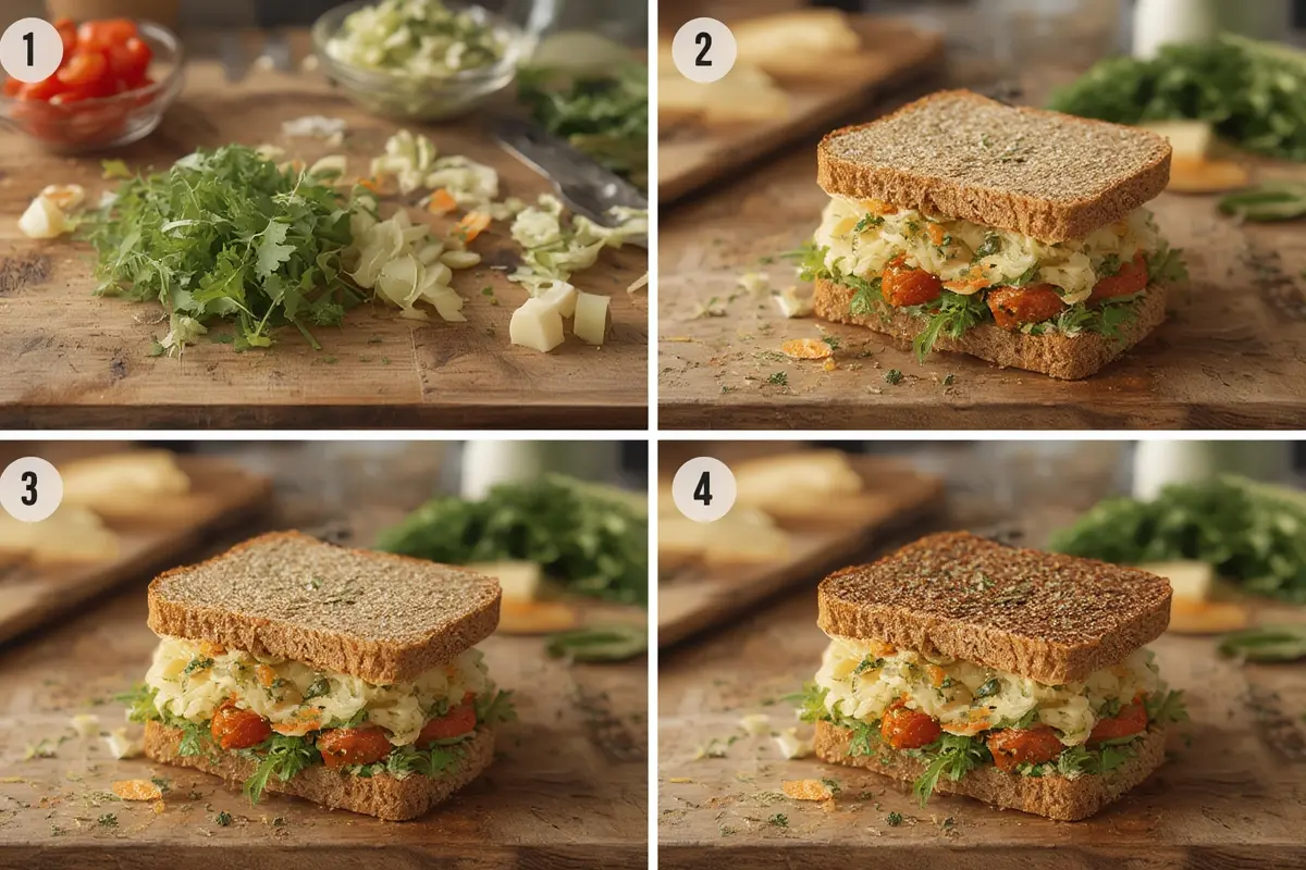 Cucumber Salad Sandwich Preparation