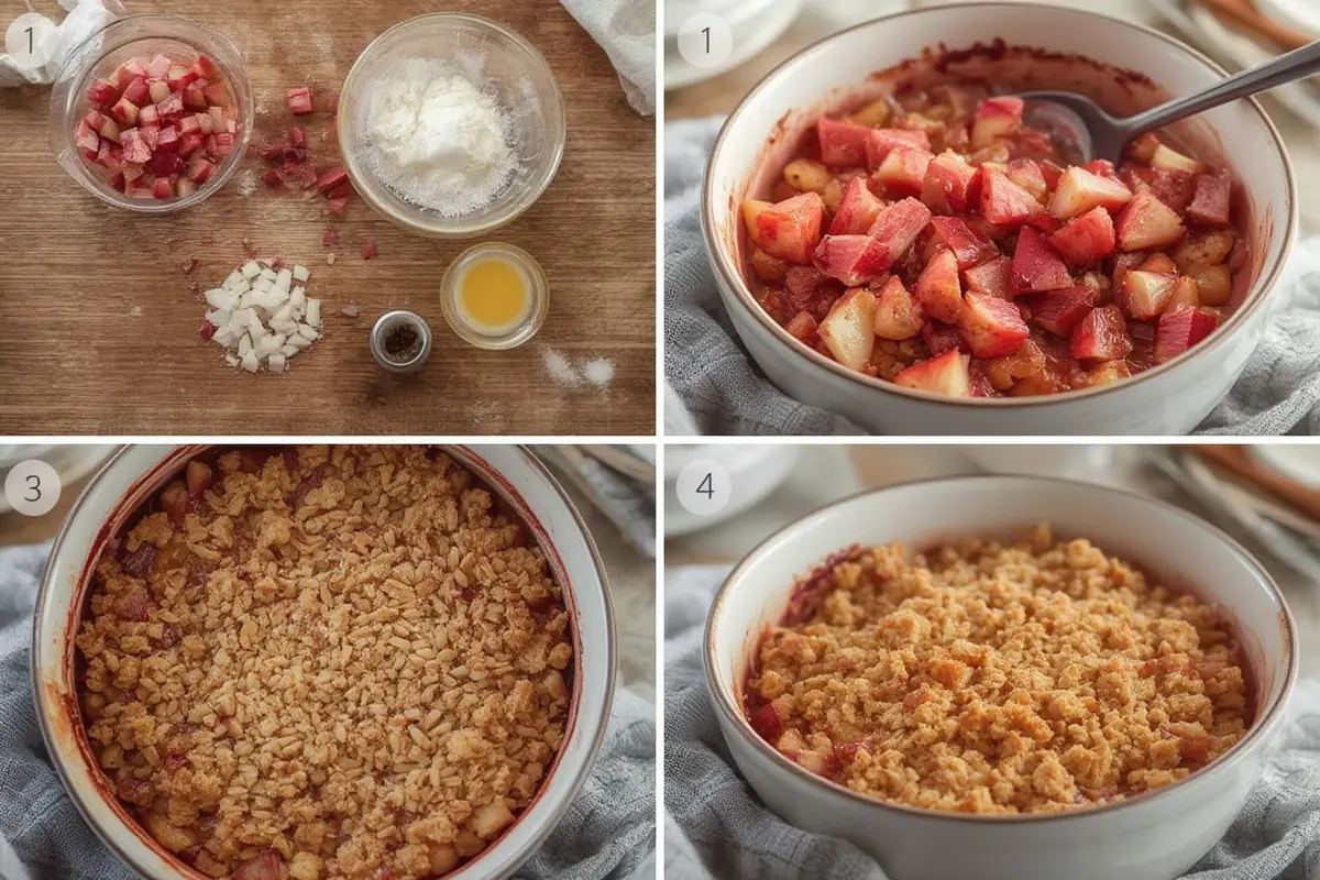 Step by step rhubarb crisp preparation