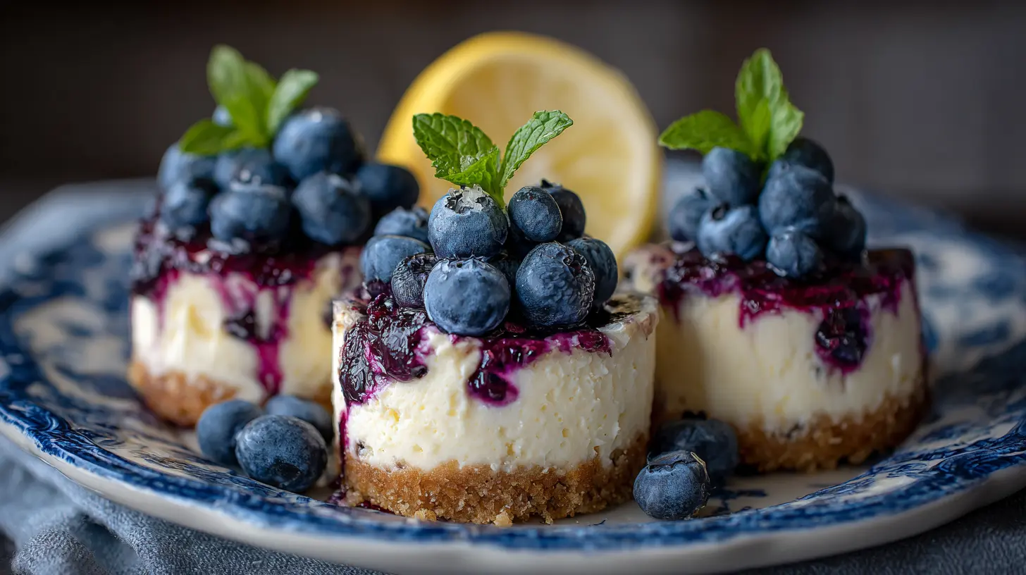 A delectable blueberry cheesecake with a rich, creamy filling and fresh berries.