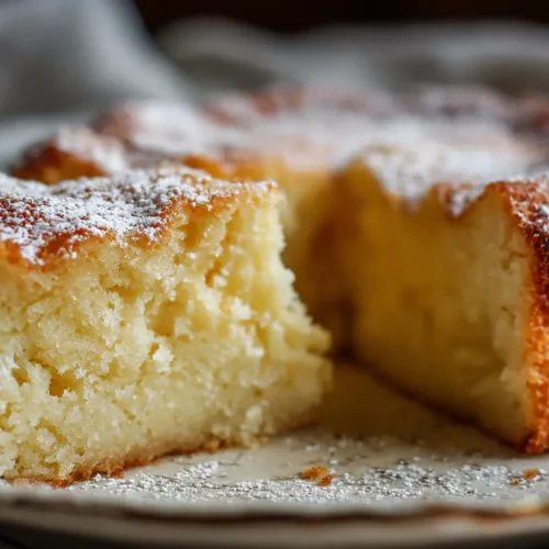A freshly baked French butter cake with a golden crust