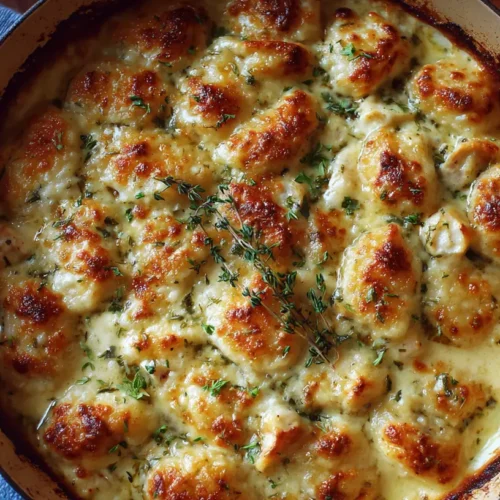 A steaming Gnocchi Chicken Pot Pie with a golden-brown gnocchi topping