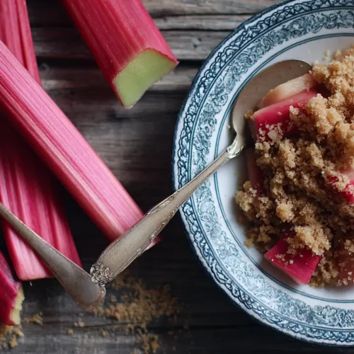 A collection of healthy rhubarb recipes, showcasing vibrant pink stalks.