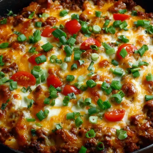 A baked hobo casserole featuring ground beef, vegetables, and potatoes
