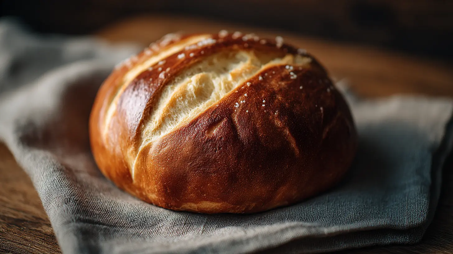 Freshly baked pretzel bread with a golden-brown crust