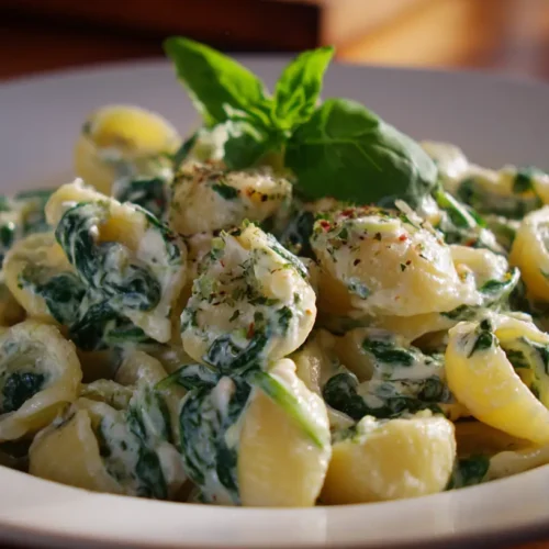 Freshly prepared spinach and ricotta filling in a bowl