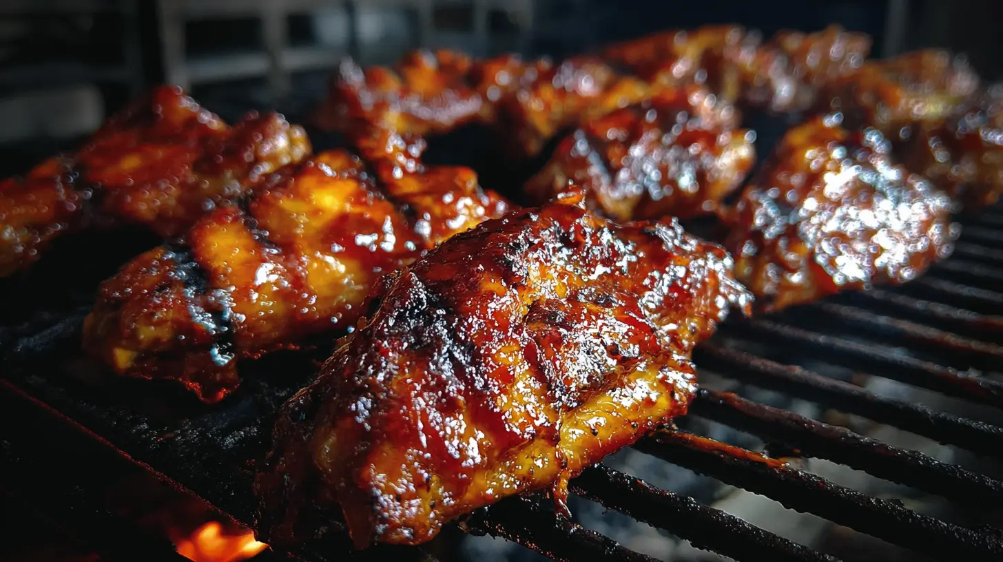 BBQ chicken wings close-up