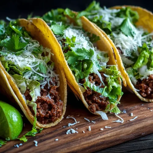 Delicious beef tacos with fresh fillings on a vibrant background
