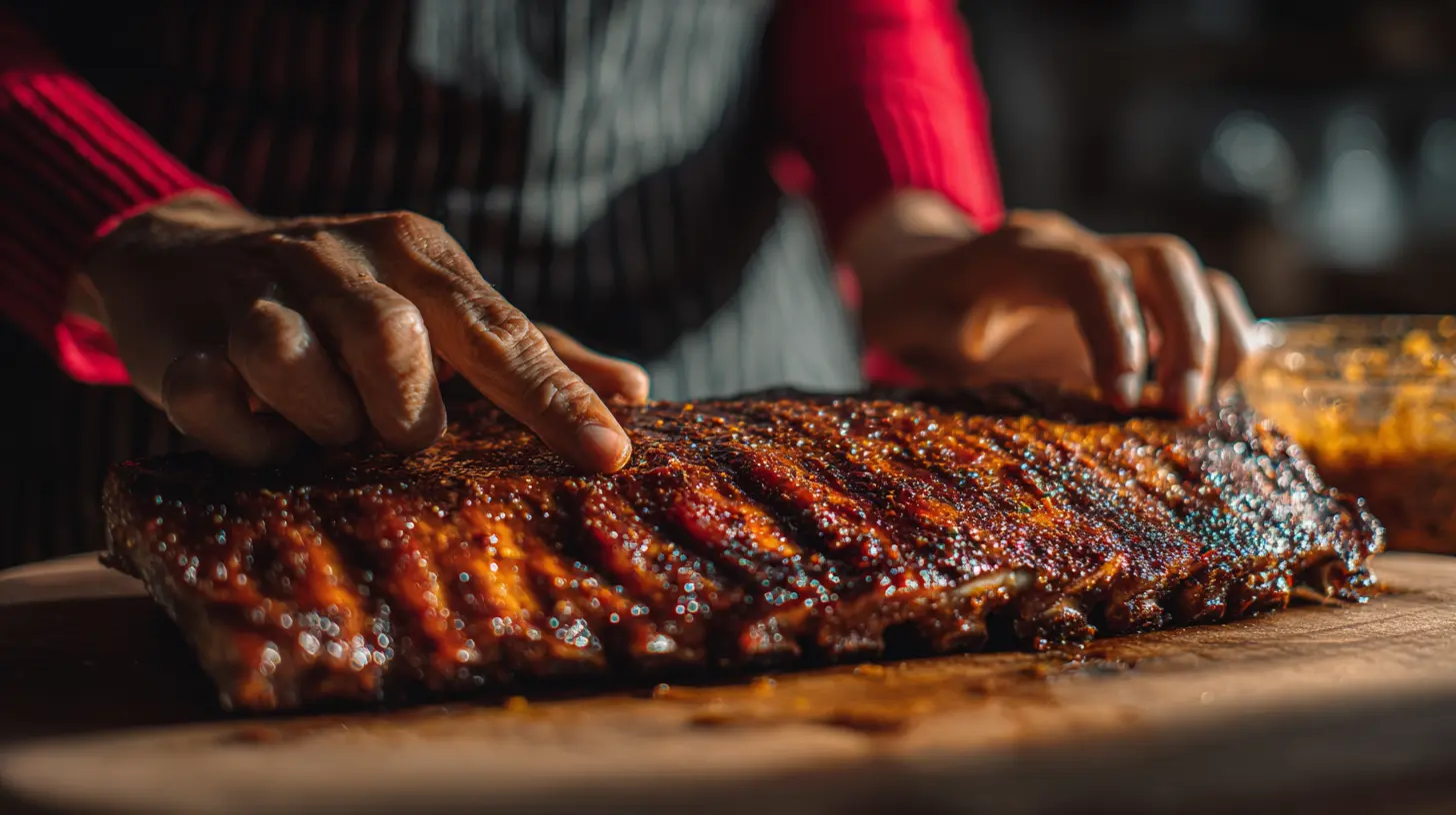 Perfectly glazed ribs on a grill