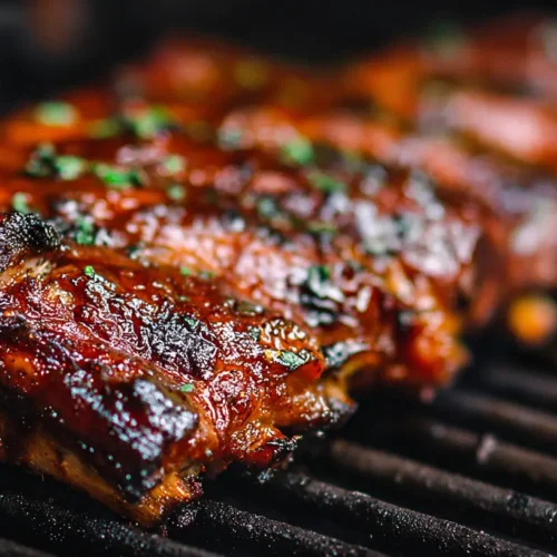 Perfectly grilled ribs with a savory crust, fresh off the barbecue.