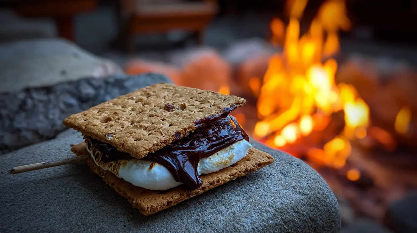 Campfire s'mores preparation