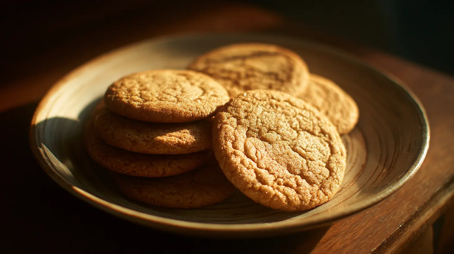A close-up shot of perfectly baked chewy cookies on a cooling rack.
