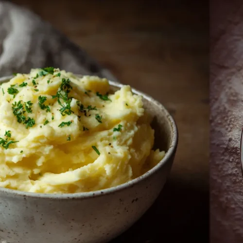 A close-up of creamy mashed potatoes in a bowl, visibly fluffy