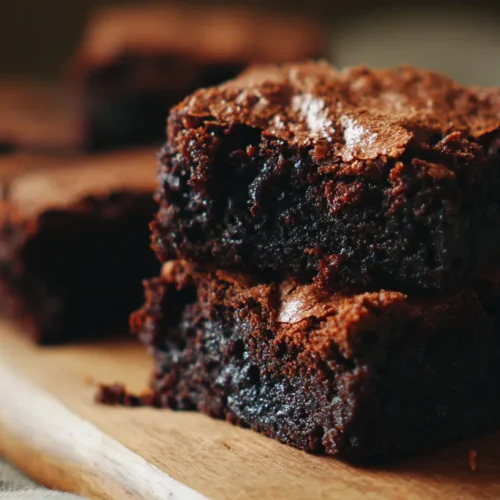 A plate of rich chocolate brownies, moist and dark.
