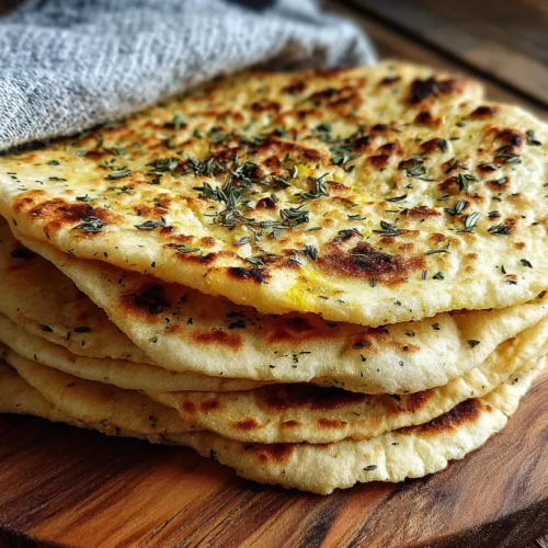 Freshly baked flatbread with a golden-brown crust